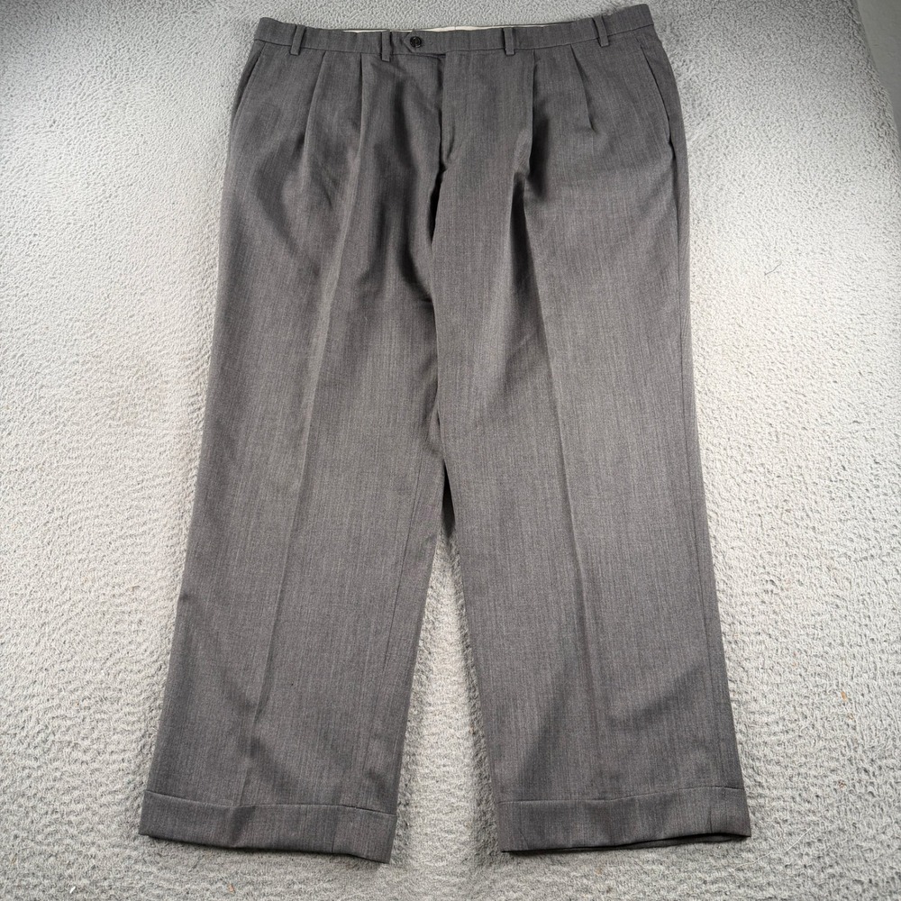 Lauren Ralph Lauren Dress Pants Men 40x28 Grey Wool Pleated Cuffed Preppy